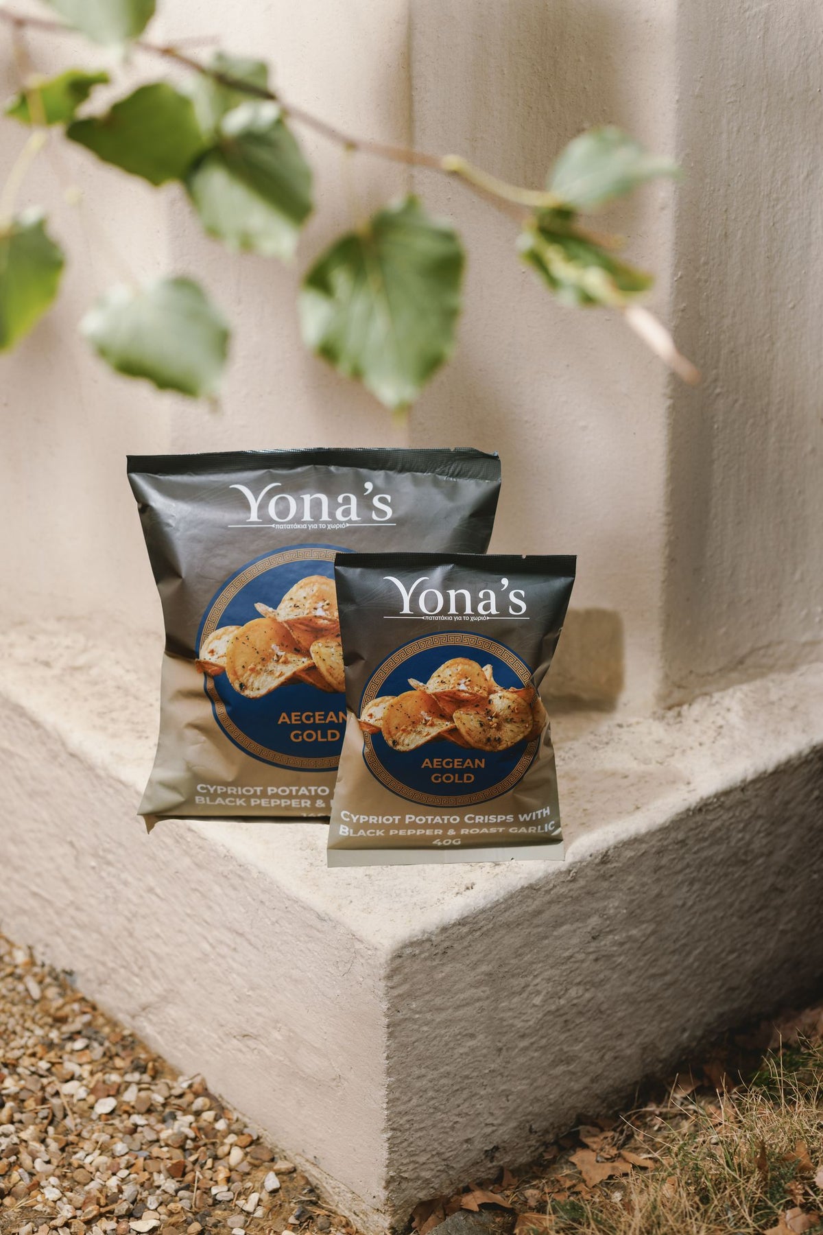 Aegean Gold in both sizes, 140g and 40g, side by side